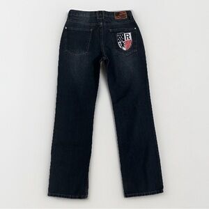 Rugby Association Women’s Blue Jeans Size 16 ASSN USA Patch Pants